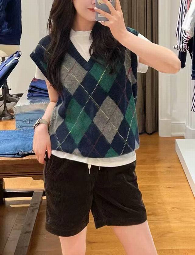 Original RL 2025 Early Autumn New Handmade Fleece Retro British Style Diamond P