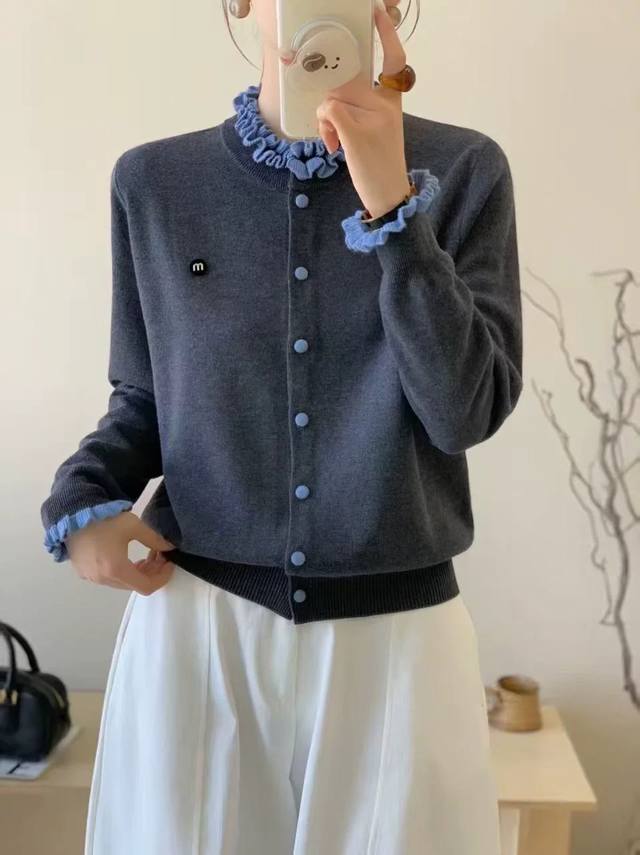 Original Mm 2025 Autumn/Winter New Fashion Color-Blocked Crew Neck Cashmere Car