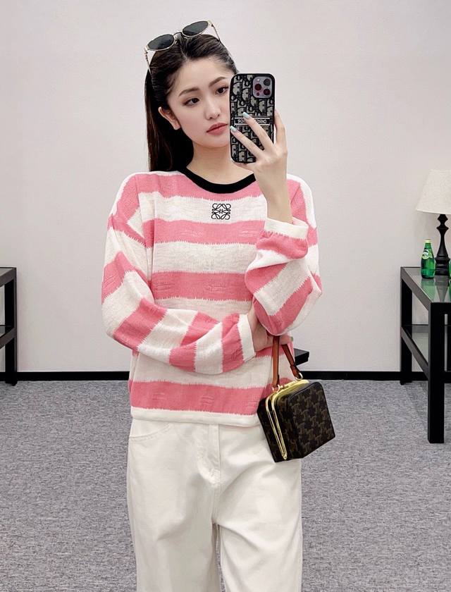 Original Low 2025 Early Autumn New Fashion Drawstring Striped Knit Long Sleeve
