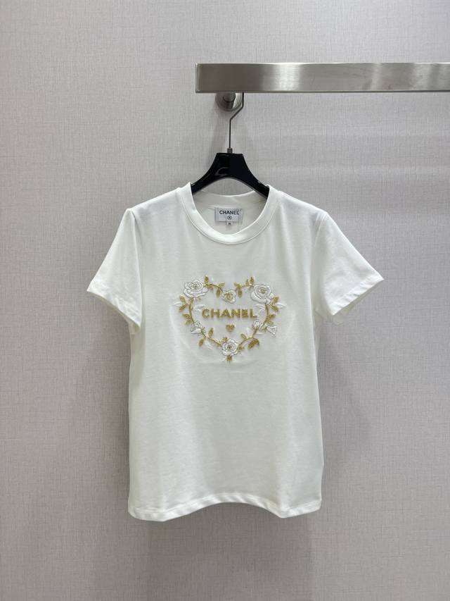 Highly recommend Cha* 2025 Autumn/Winter New Round Neck Embroidered Beaded Logo