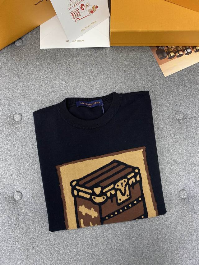 Intarsia Cotton Short-Sleeve Crew Neck Shirt The newly released black one is tr