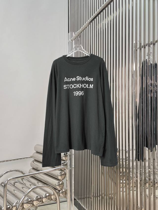 Real photos! Latest Acne 25 New 1996 printed classic long-sleeved T-shirt. Sizes