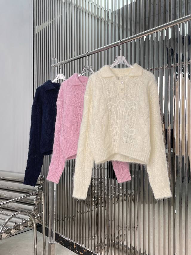 Real photos! Latest Ce 25New high-proportion mohair Arc de Triomphe logo collar