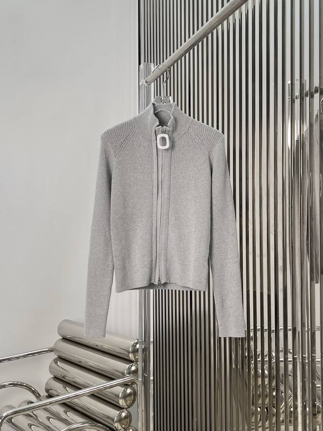 Real photos! Latest Jw 25New resin square buckle zipper knit cardigan. Sizes: S,