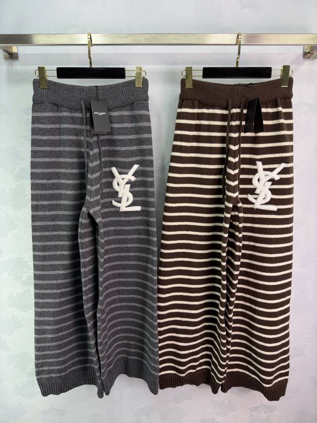 Ys*25 Autumn/Winter New Striped Knit Wide-Leg Pants, Stripes are Slimming and Re