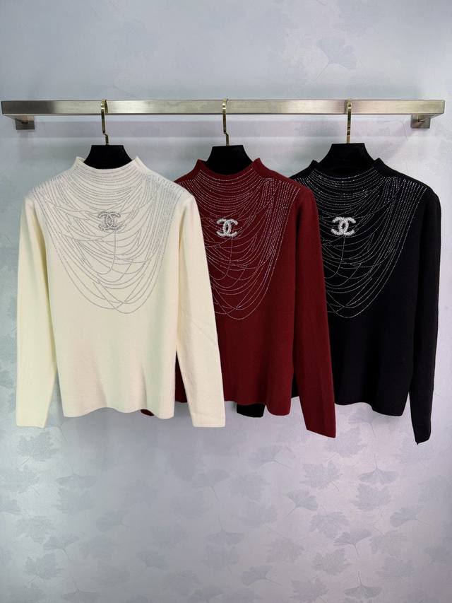 Ch*25 Autumn/Winter New Rhinestone Knit Sweater. Made of soft, skin-friendly kni