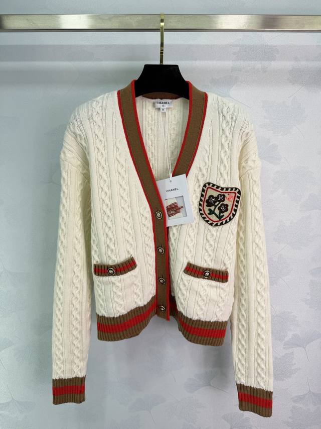 Ch*26C Early Spring Collection Preppy Style Knit Cardigan, main color off-white,