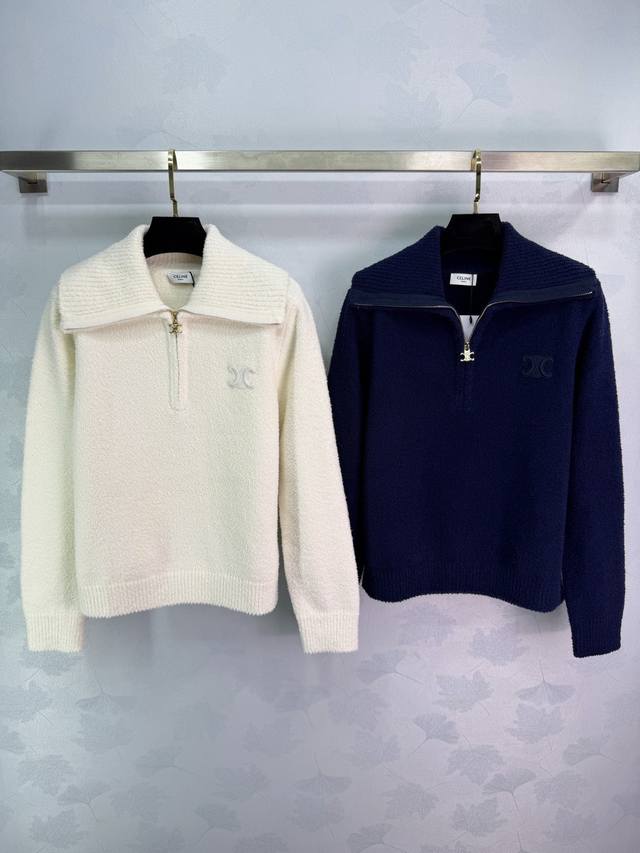 Ce*25 Autumn/Winter New Half-Zip Collar Sweater. Soft and warm wool and cashmere