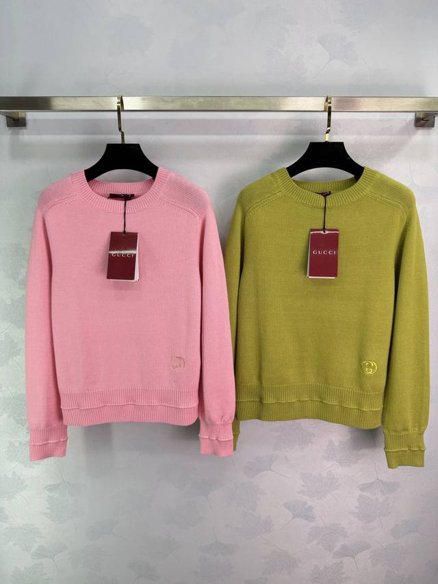 Gucc*2025 Autumn/Winter New Plain Logo Knitted Pullover Sweater, Custom Yb Wool