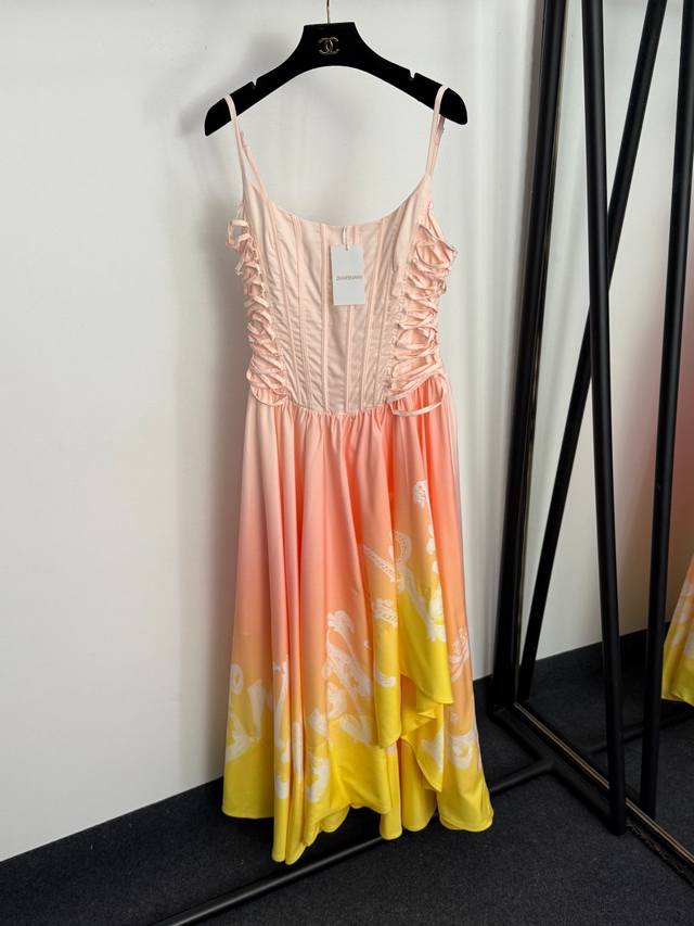 Style No. 20257652 Zimmermann* New Irregular Ruffled Hem Gradient Print Waist-c