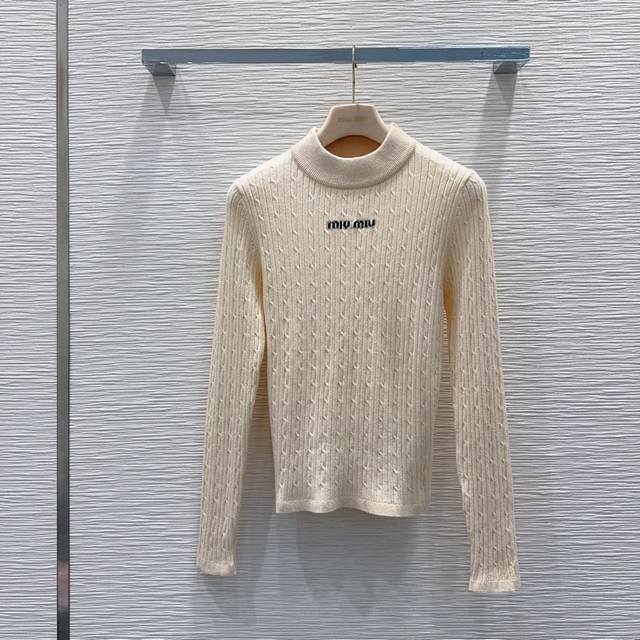 Miu Mi* 2025Fw New Arrival Classic Sweater, 100% Virgin Wool, Delicate and Soft