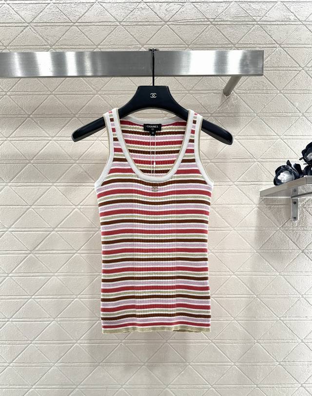 Chane*2025 New Arrival Striped Knit Vest Made with custom Yb cotton yarn, high-q