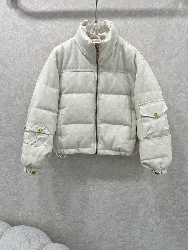 Louis Vuitto*25 Autumn/Winter New Gold Jacquard Down Jacket, 90% White Duck Down