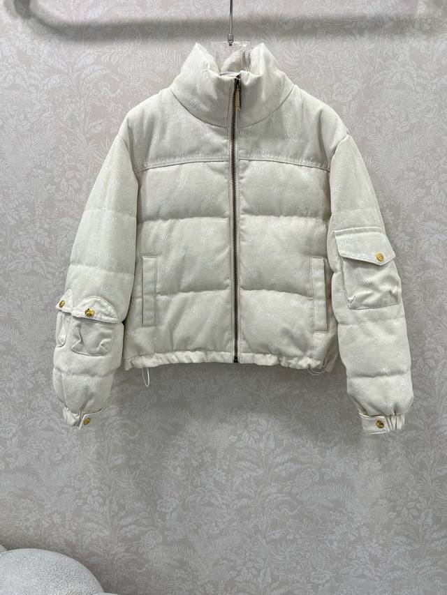 Celin*25 Autumn/Winter New Gold Jacquard Down Jacket, 90% White Duck Down. The e