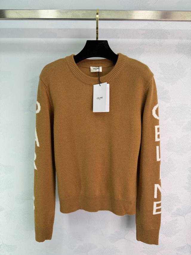 Celin*2025 Autumn/Winter New Crochet Letter Knit Pullover Sweater! Made with cus