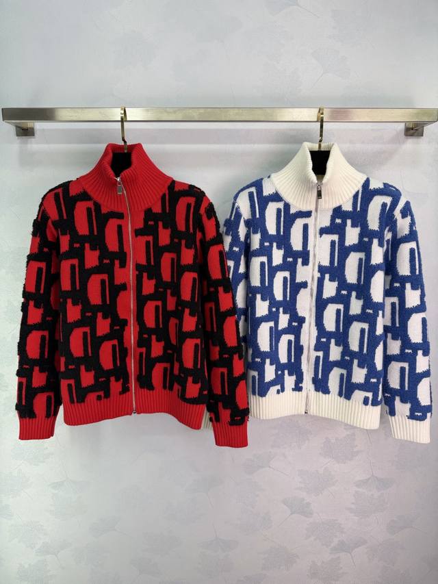 Dio* 2025 Autumn/Winter New Stand Collar Zipper Cardigan! Made of custom wool kn