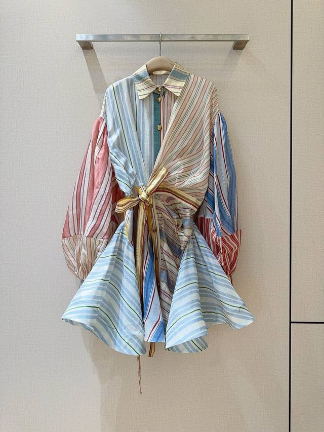 Z*I*M*M Button-up Dress Shirt-style striped shirt dress with a turn-down collar,