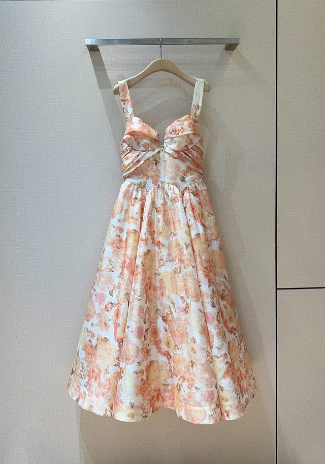 Zimmerm*A*N*N New Arrival! Midi dress, made of silk-linen-organza fabric, featur