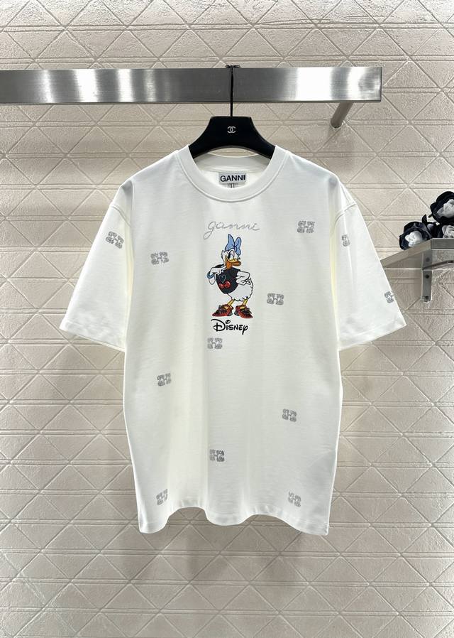 Gann*2025 New Arrival Round Neck Rhinestone Daisy Custom Yb 100% Cotton Material