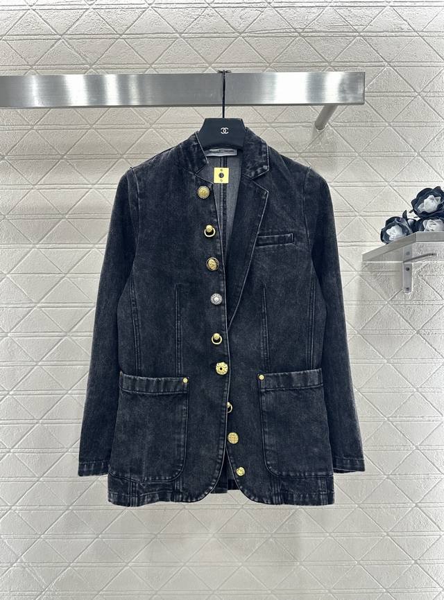 Sch*2025 New Arrival Asymmetrical Lapel Denim Blazer Custom Yb twill cotton deni