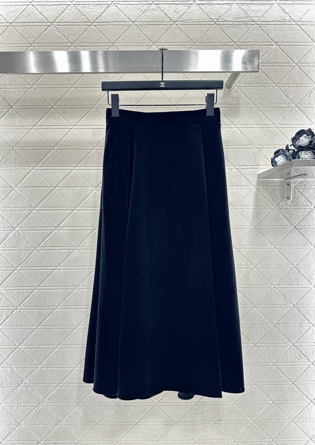 Dio*2025 New Arrival High-waisted Velvet A-line Midi Skirt Custom-made imported