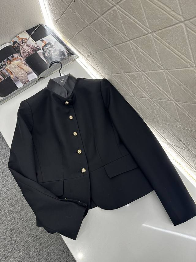 Louis Vuitto*2025 New Arrival Stand Collar Leather-Trimmed Suit Jacket Custom-ma