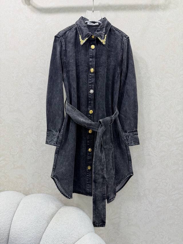 Schiaparelli, a French brand, presents a new 2025 denim long-sleeved dress with