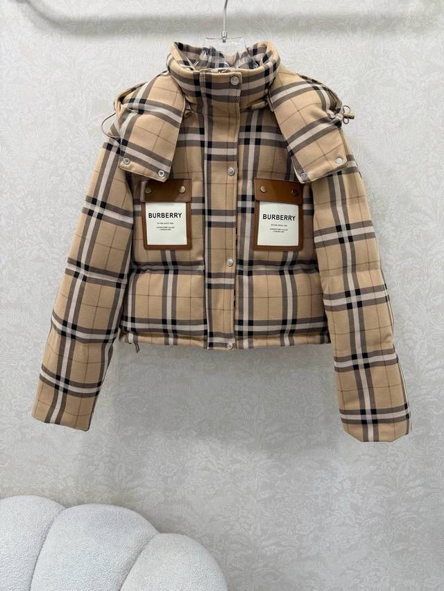 Burber*Y 2025 New Detachable Plaid Hooded Down Jacket, 90% White Duck Down, Cust