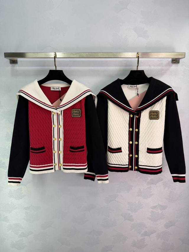 Miu*25 Autumn/Winter New Sailor Collar Knit Cardigan, full of preppy style, clas