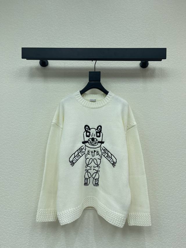 Loew*25 Autumn/Winter New Embroidered Doraemon Knit Sweater. A collaboration wit