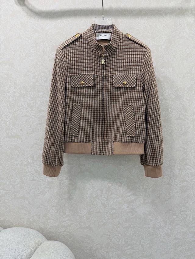 Celin*25 New Wool Houndstooth Jacket. Custom-designed hardware with Arc de Triom