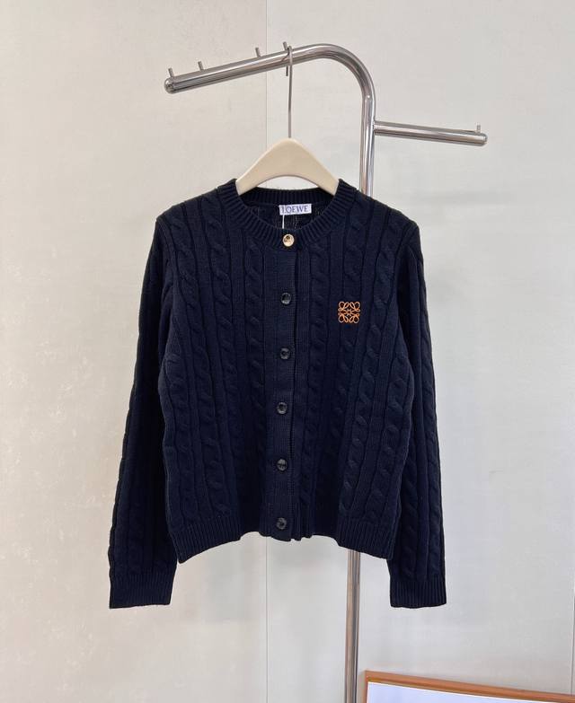 Loewe 25Fw Early Autumn New Micro-logo Embroidered Cable Knit Cardigan | Exclusi
