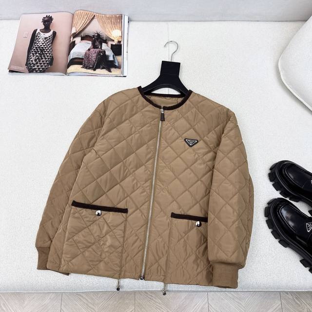 Original quality PD 25Ss Autumn/Winter New Arrival Diamond Pattern Cotton Jacke