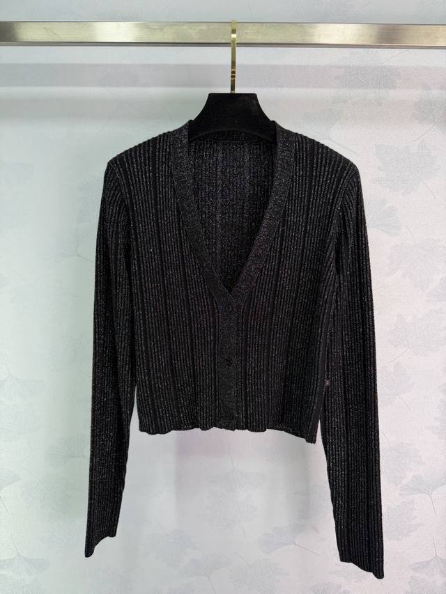 Lou*25 Autumn/Winter New Long-Sleeved Knit Cardigan, Dark Knit Fabric Adorned wi