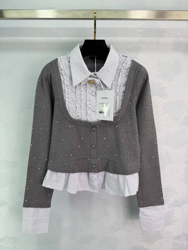 Ch*25 Autumn/Winter New Patchwork Knitwear, Faux Two-Piece Design with a Super L