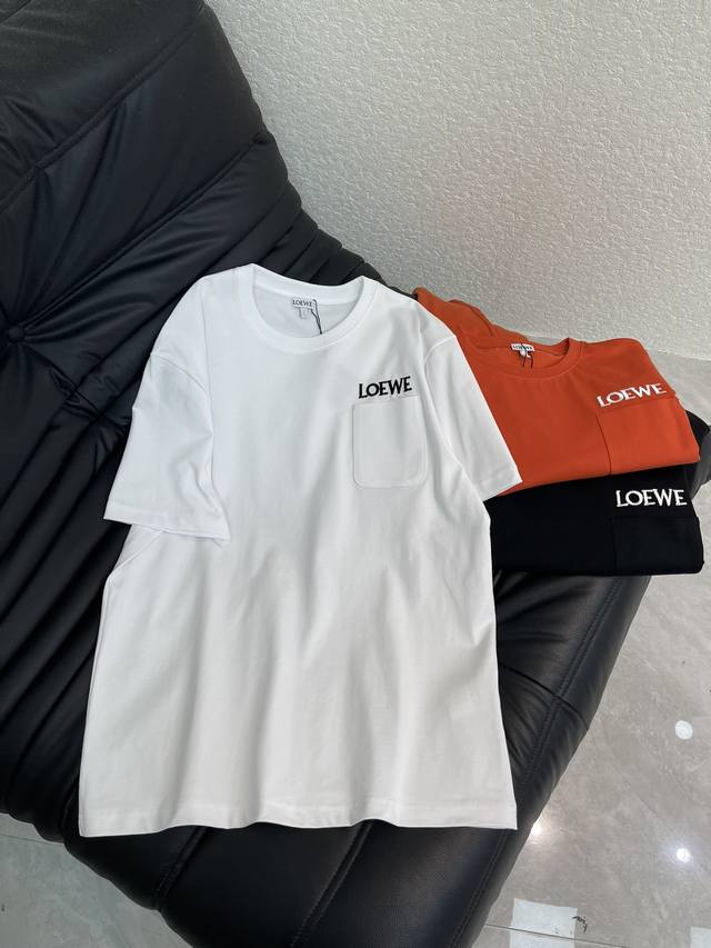Loew*26 Early Spring New Pocket Embroidered Short-Sleeve T-Shirt, Pure Cotton Fa