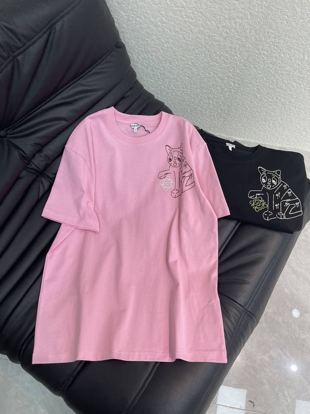 Loew*26 Early Spring New Limited Edition Collaboration Cat Embroidery Short-Slee