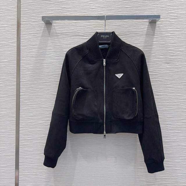 prad* 2025Fw New Suede Jacket - Super Stylish, High-End Custom Triangle Logo wit