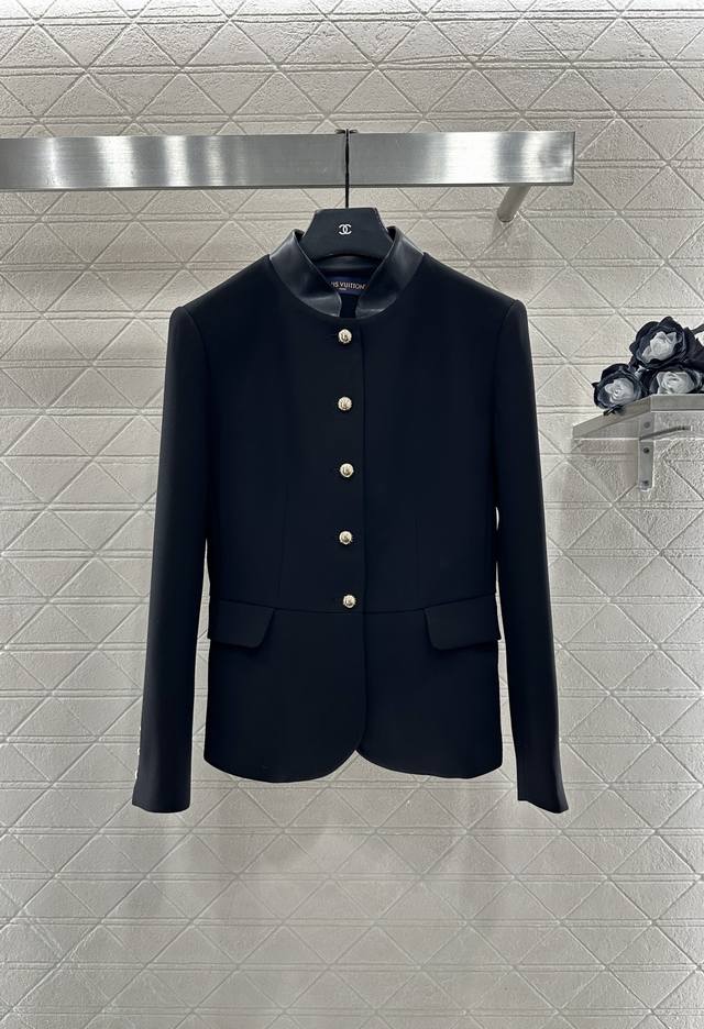 Louis Vuitto*2025 New Arrival Leather Stand Collar Suit Jacket Custom-made impor