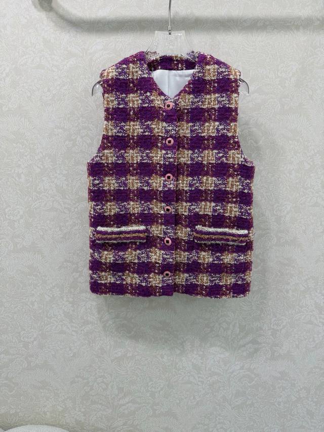 Chan*L 25 New Woven Stand Collar Dress Vest. Imported coarse wool fabric. 100% s