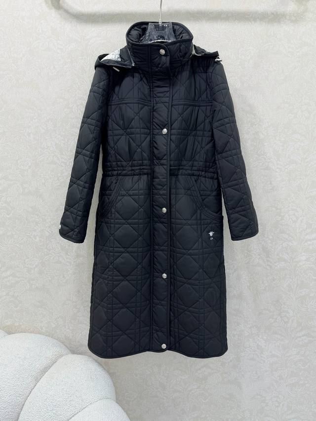 Dio* 2025 Autumn/Winter New Arrival: Lady Dior Cannage Hooded Long Cotton Coat w