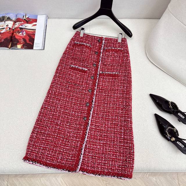 C's 25Ss Autumn/Winter Newest Chanel-Style Four-Pocket Woven Skirt. Exquisite hi
