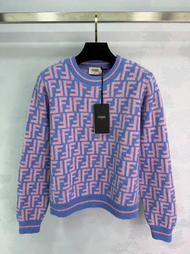 Fend* 2025 Autumn/Winter New Double F Jacquard Pullover Long-Sleeve Sweater! Cus