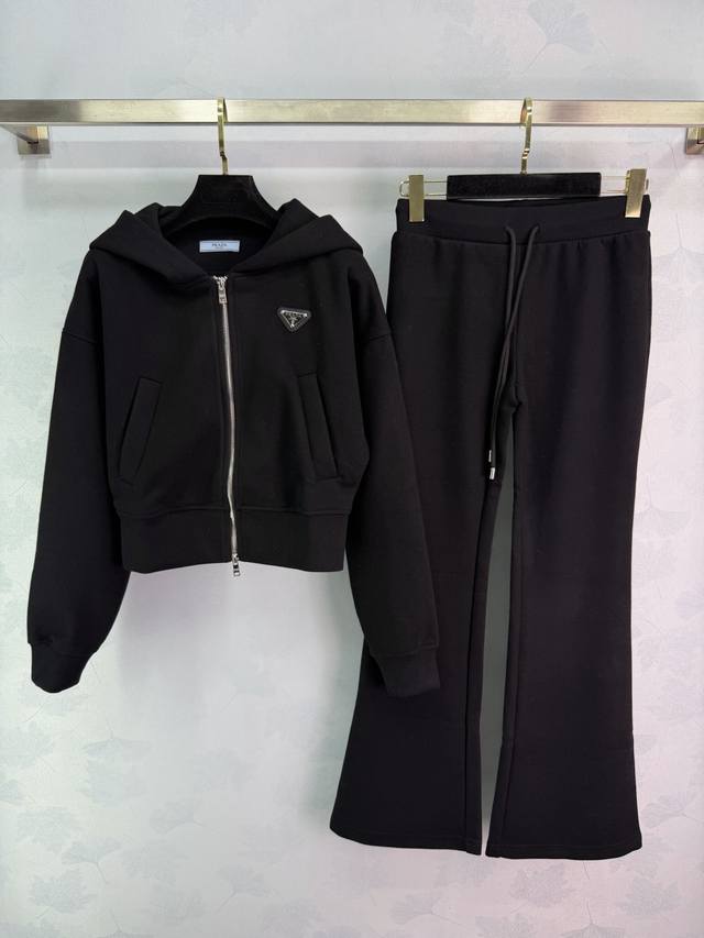 pr*25 New Casual Sports Suit, Custom Fabric Hooded Jacket, Casual Flared Pants,