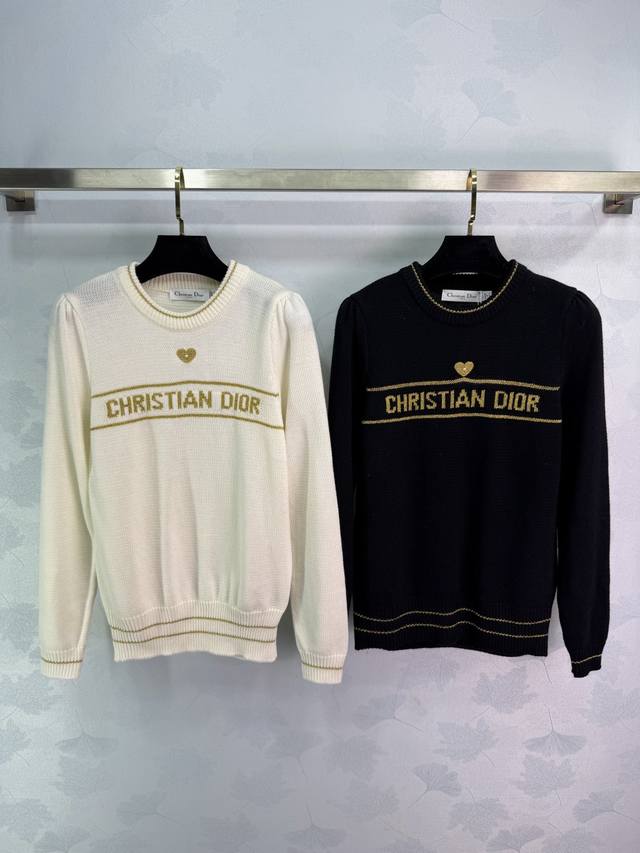 Dio*25 Autumn/Winter New Heart Embroidered Knit Sweater, Soft and Skin-Friendly