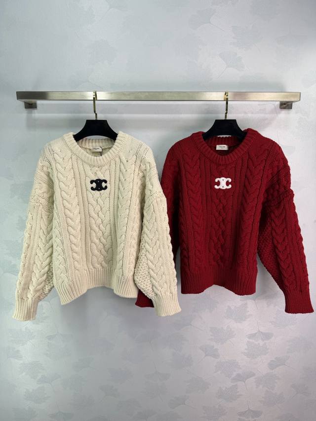 Ce*25 Autumn/Winter New Cable Knit Sweater. Classic round neck + retro cable kni