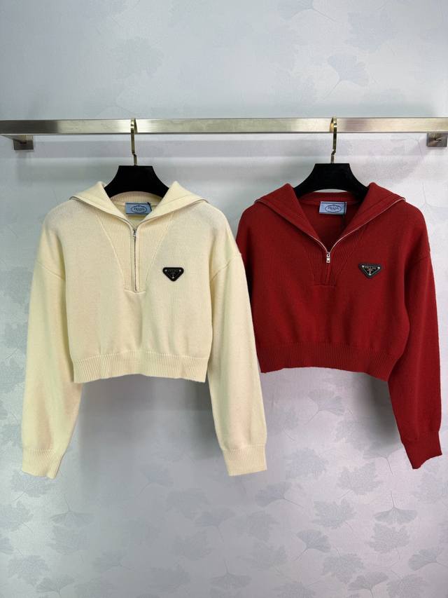 pr*25 Autumn/Winter New Short Sailor Collar Knit Sweater. Soft and comfortable,