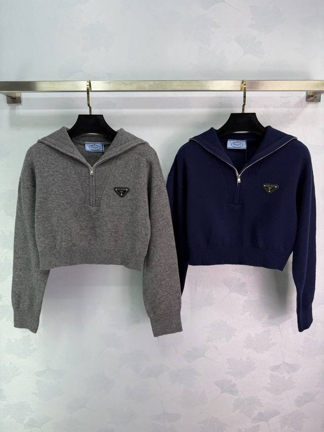 pr*25 Autumn/Winter New Short Sailor Collar Knit Sweater. Soft and comfortable,