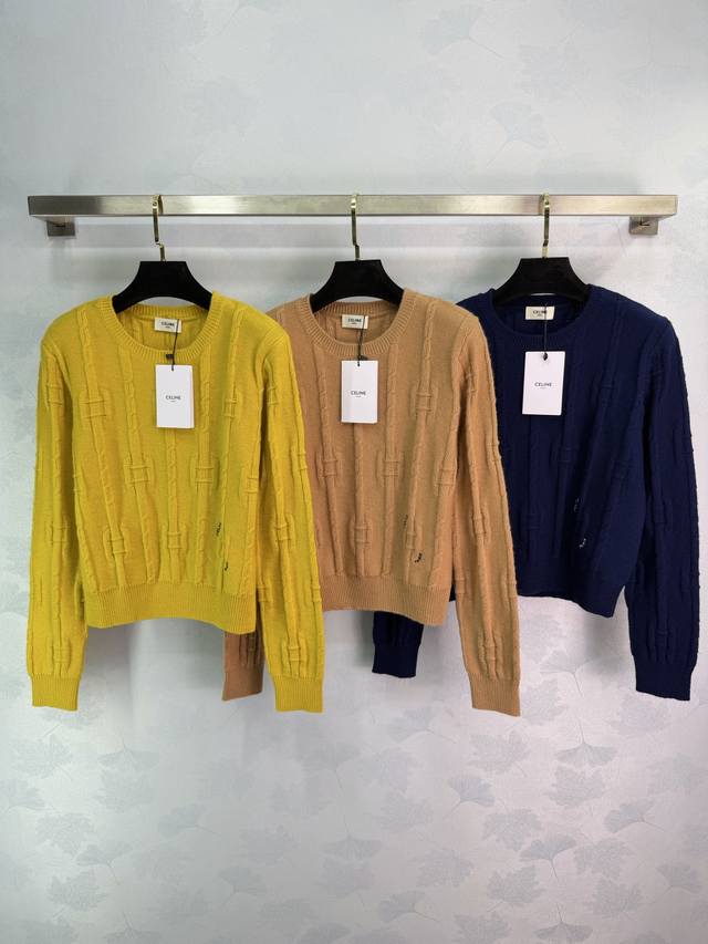 Celin*2025 Autumn/Winter New Round Neck Crochet Letter Pullover Sweater, custom-