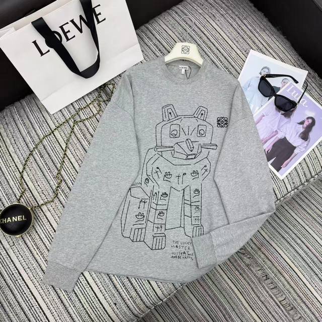 Highly Recommend Loe*2025 Autumn/Winter New Round Neck Embroidered Long Sleeve T